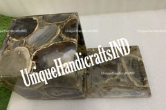 Agate Tissue Box, Bathroom Tissue Box, Napkin Holder, Handmade Bathroom Home Decor Accessories Unique Handicrafts IND