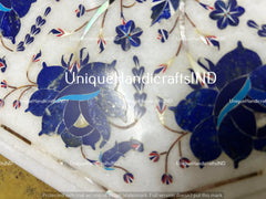 Marble Side Table Top Semi Precious stones floral inlay Pietra Dura work Home Room Decor Unique Handicrafts IND