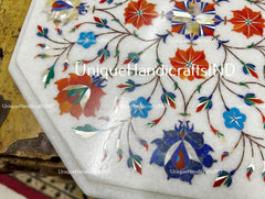 Marble Coffee Table Top / Inlay Work Coffee Table Top / Octagon Shape White Marble Sofa Center Table Semi precious Stone Arts Gift Her Unique Handicrafts IND