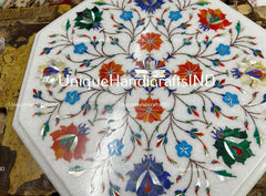 Marble Coffee Table Top / Inlay Work Coffee Table Top / Octagon Shape White Marble Sofa Center Table Semi precious Stone Arts Gift Her Unique Handicrafts IND