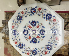 Marble End Table & Coffee Table, Flower Design Marble Table Top, Small Marble Table Top for Balcony, Marble Furniture Table for living room Unique Handicrafts IND