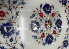 Marble End Table & Coffee Table, Flower Design Marble Table Top, Small Marble Table Top for Balcony, Marble Furniture Table for living room Unique Handicrafts IND