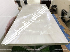 Stunning Selenite Gemstone Dining Table, Console Bar Table, Selenite Crystal Stone Table, Outdoor Table, Modern Arts Table, Hallway Decors Unique Handicrafts IND