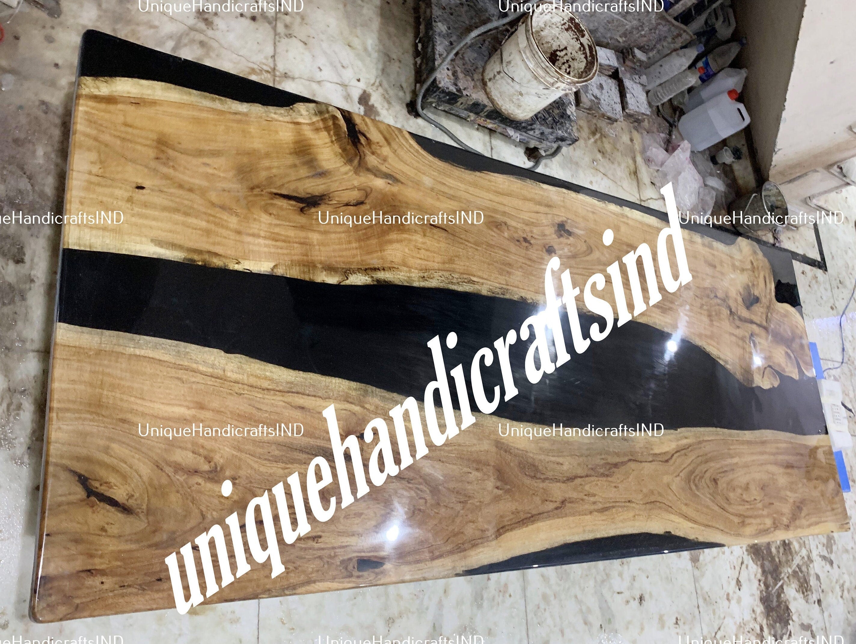Black Epoxy Table Top, Epoxy Resin Table, Epoxy River Table, Epoxy River Table, Live edge dining, Epoxy Dining Table, Living Room Furniture Unique Handicrafts IND