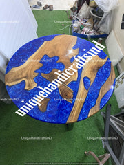Blue Resin End Table ,Epoxy Acacia river table , Small decorative night table ,Ocean and sea theme trunk décor ,industrial sofa Table Unique Handicrafts IND