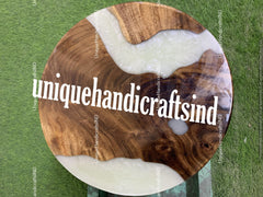 Epoxy Table, White Round Epoxy, Resin Coffee Table Tops, Epoxy Resin Dining Table ,Wooden Epoxy Resin Table, Housewarming Table Home Decors Unique Handicrafts IND