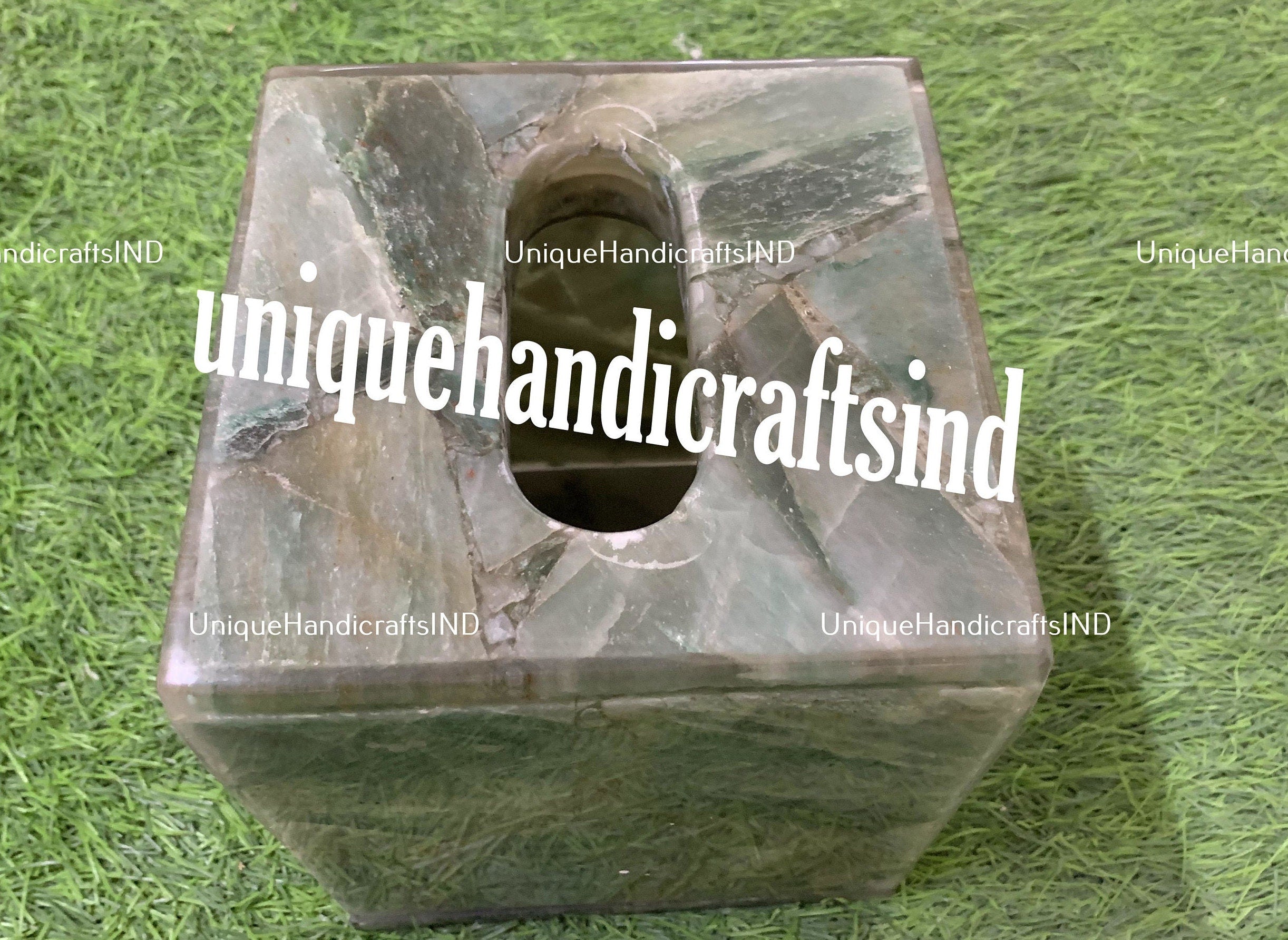 Tissue Box Set of 3 Tissue box In Malachite, Quartz Natural Agate Stone Arts Handmade Bathroom Vanity Tissue Box Gift For Him Unique Handicrafts IND