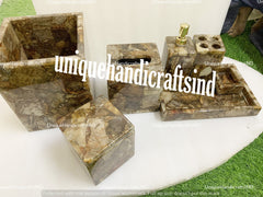 Petrified Wood Stone Bathroom set Stone/ Handmade Bathroom/ Decoration Bathroom/ Luxury bathroom sets/ Bathroom Accessories/ Bathroom decor Unique Handicrafts IND