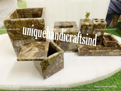 Petrified Wood Stone Bathroom set Stone/ Handmade Bathroom/ Decoration Bathroom/ Luxury bathroom sets/ Bathroom Accessories/ Bathroom decor Unique Handicrafts IND