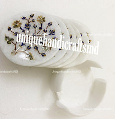 Halloween Sale Marble Coasters set With holder For Drinks Unique Inlay Pietra Dura Art Unique Handicrafts IND
