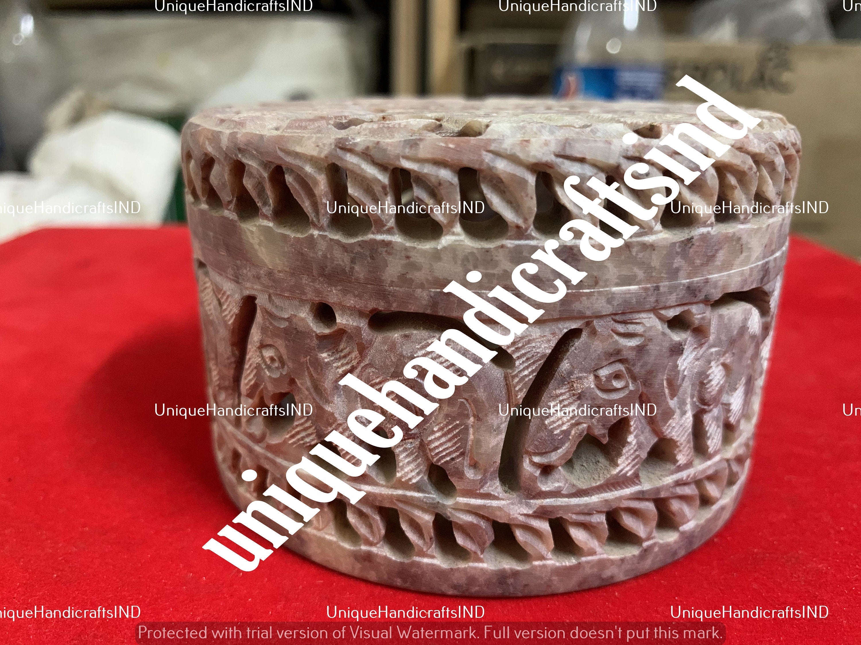 Jewelry Box With Naturals Soapstone Marble Filigree Handmade Art Best Birthday Gift For her Unique Handicrafts IND