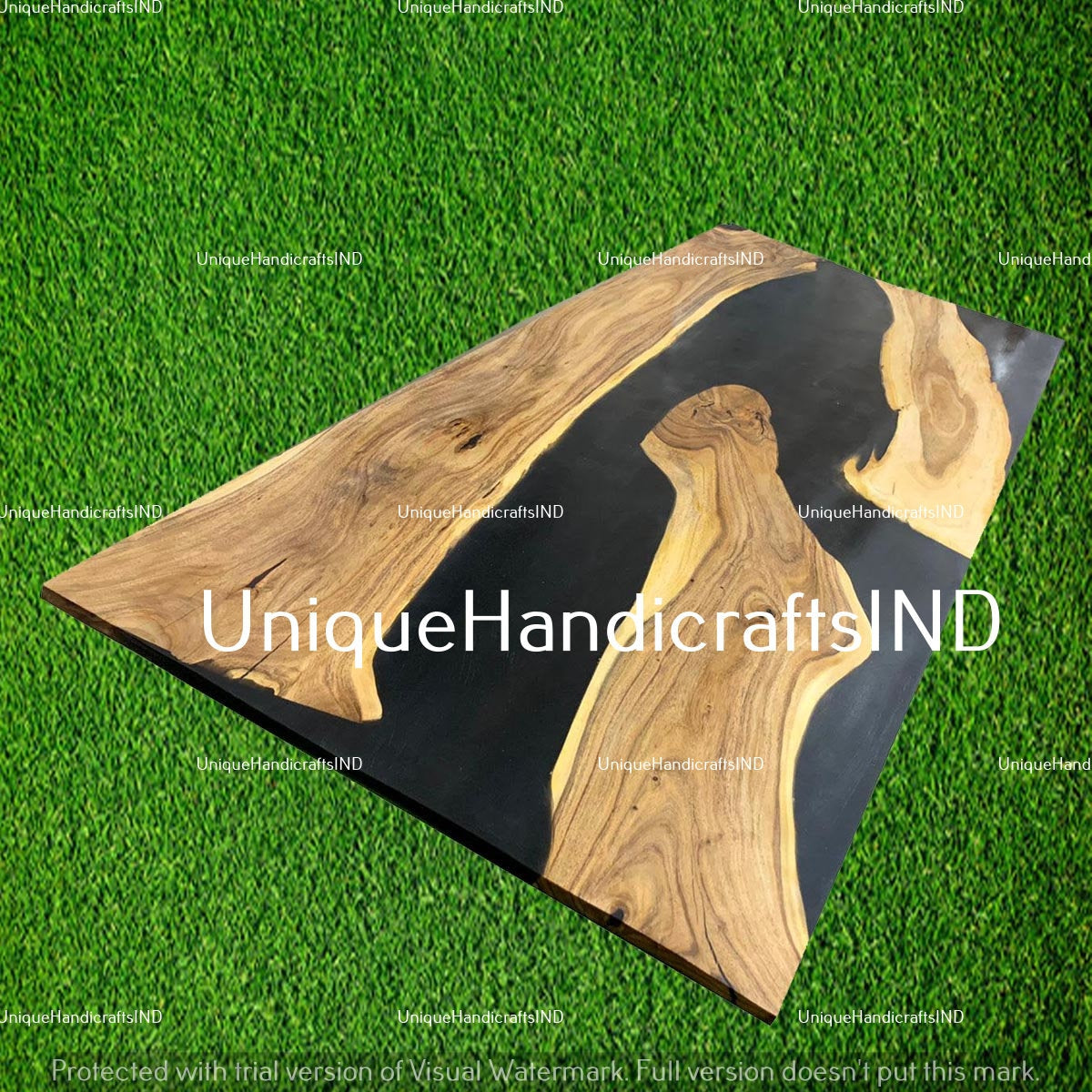 River Table With Black Epoxy Resin, Modern Kitchen Table, Epoxy Table, Handmade, Live Edge Table, Study Desk, Wood Dining Table, Office Desk Unique Handicrafts IND