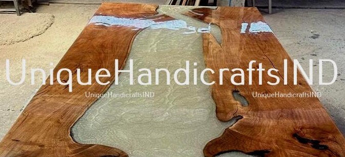 Live Edge Table, Epoxy Resin Table, Wooden Table, Custom Walnut Gray Swirl Table, Epoxy Table Mid Century Modern Furniture Unique Handicrafts IND