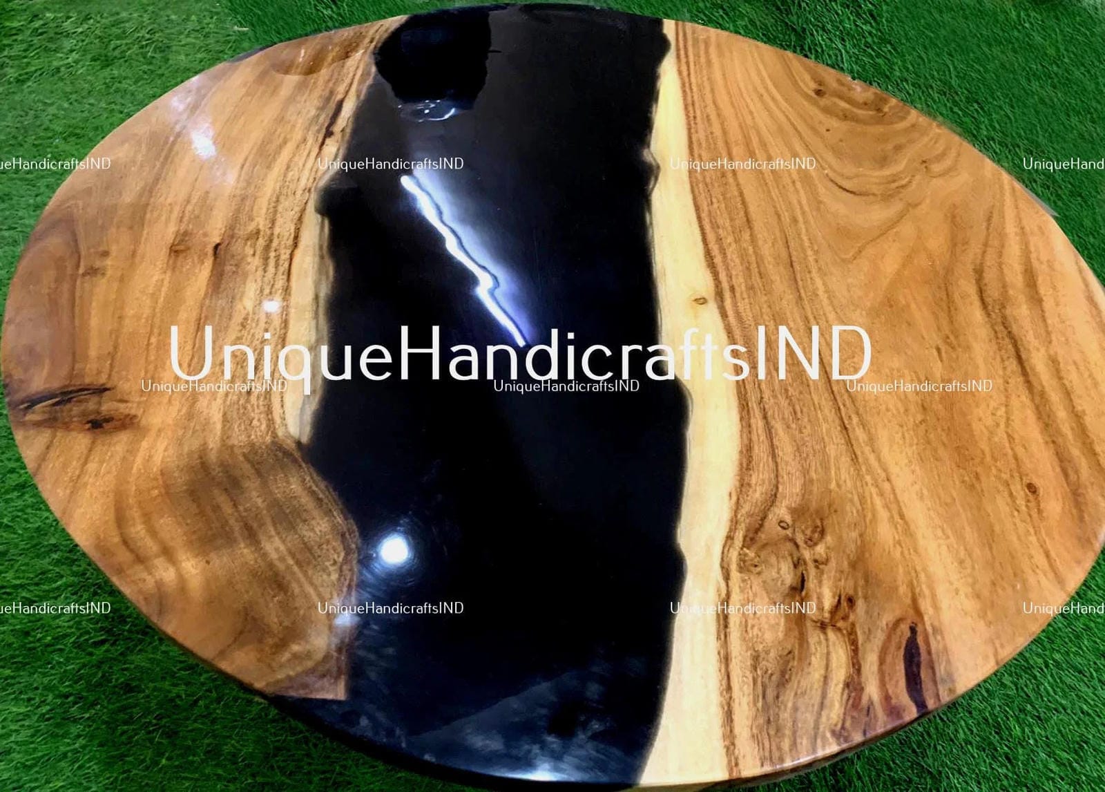 Round Resin Table, Round Epoxy Table, Black Resin Table Round Dining Table, Round Kitchen Table, Round Live Edge Table,  Round Coffee Table Unique Handicrafts IND