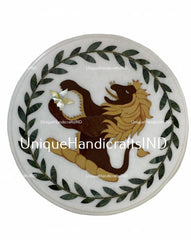 Marble Table with Carnelian Inlay Semi Precious Stones Dragons Art Round Coffee,dining,side table For home decor Unique Handicrafts IND