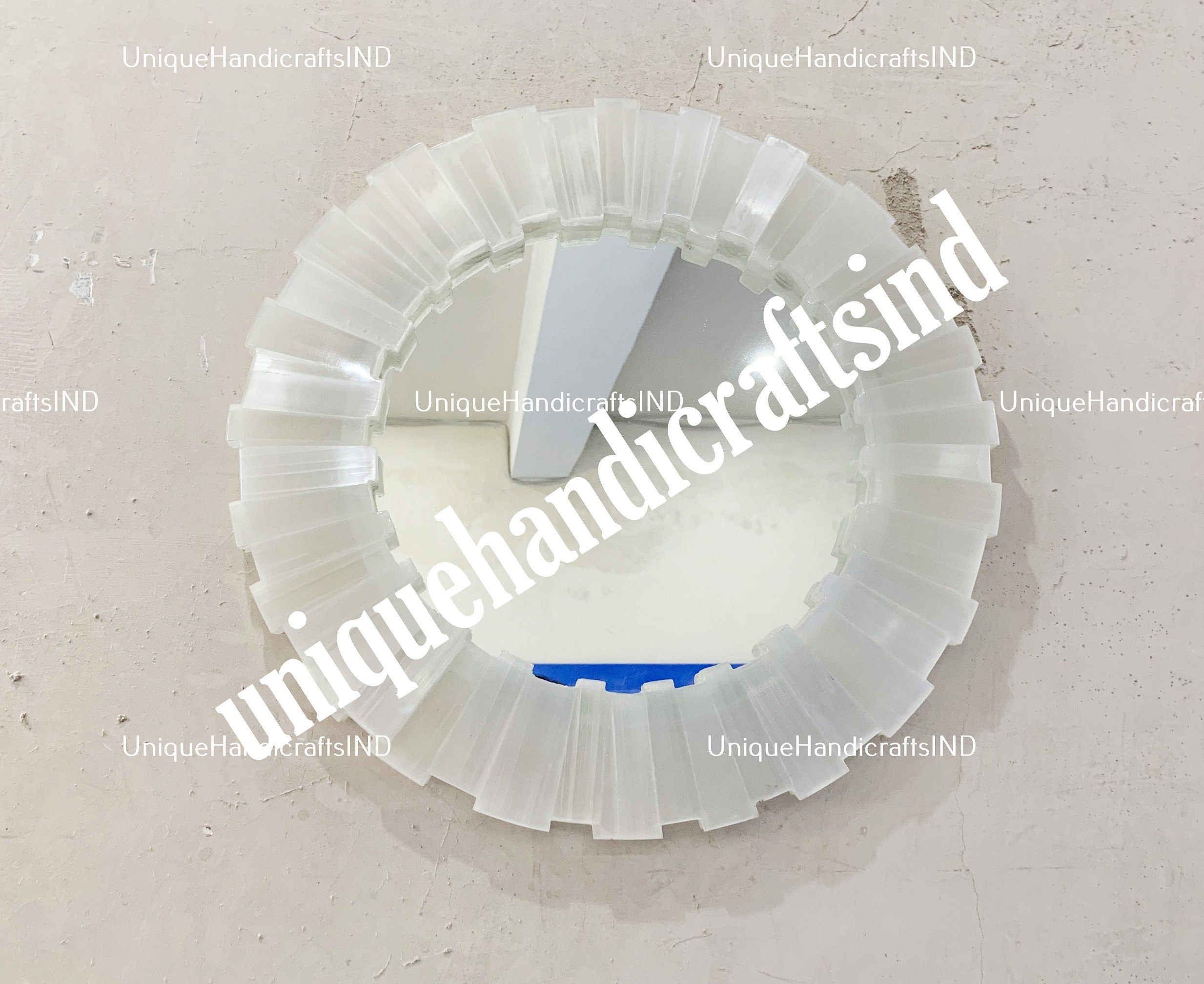 Halloween Sale Selenite Round Wall Mirror, Wall Mirror, Mirror ( Can be customized as per the size and design) Unique Handicrafts IND