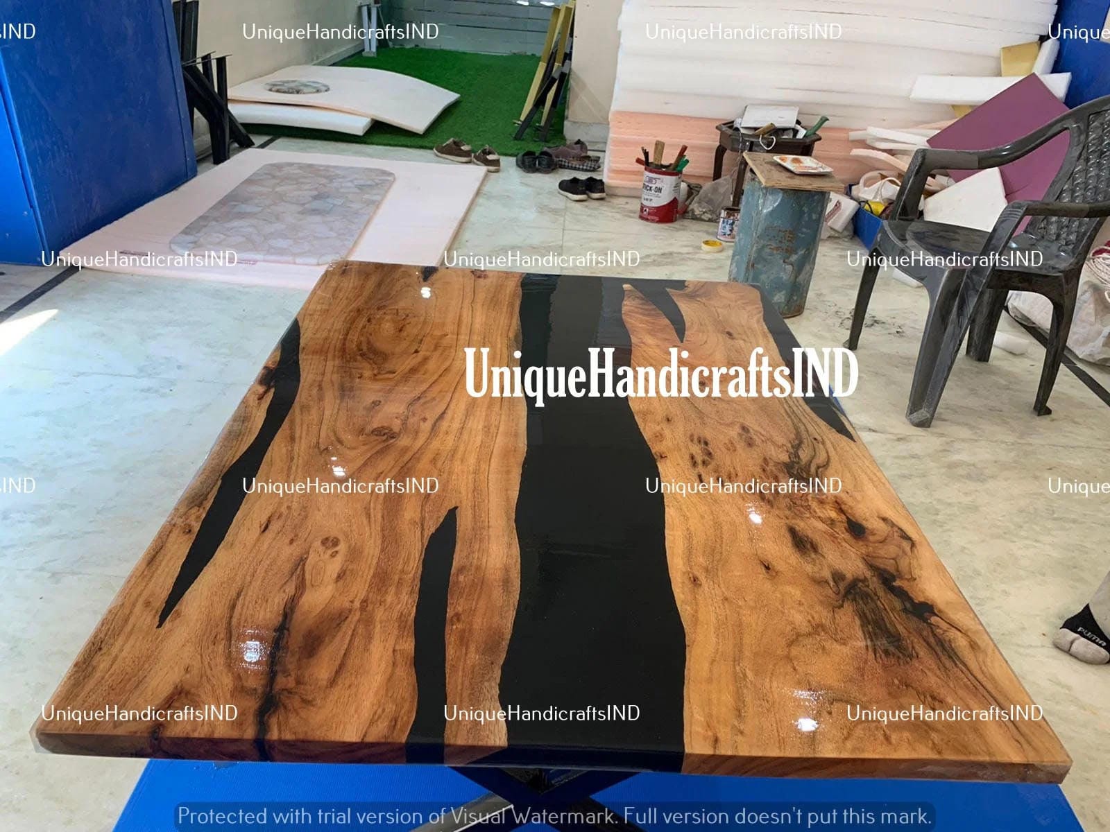 Epoxy Coffee Table, Black Epoxy Table Top, Wooden Table Top, Custom Epoxy River Table Top, Resin Dining Table, Epoxy Dining Table Home Decor Unique Handicrafts IND