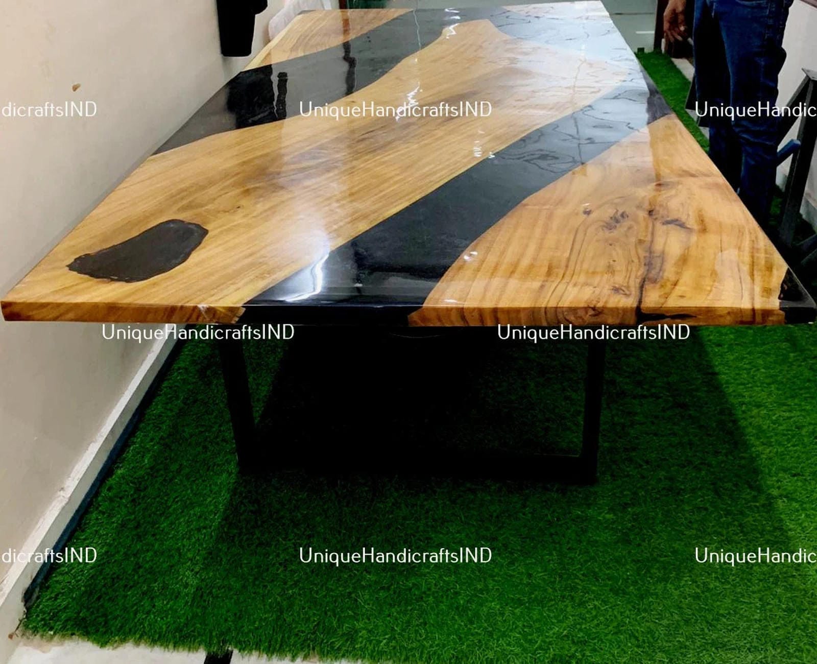 Resin Table With Black Epoxy For Dining, Coffee, Side, Center Conference Table Tops Handmade Farm House Decor Furniture Unique Handicrafts IND