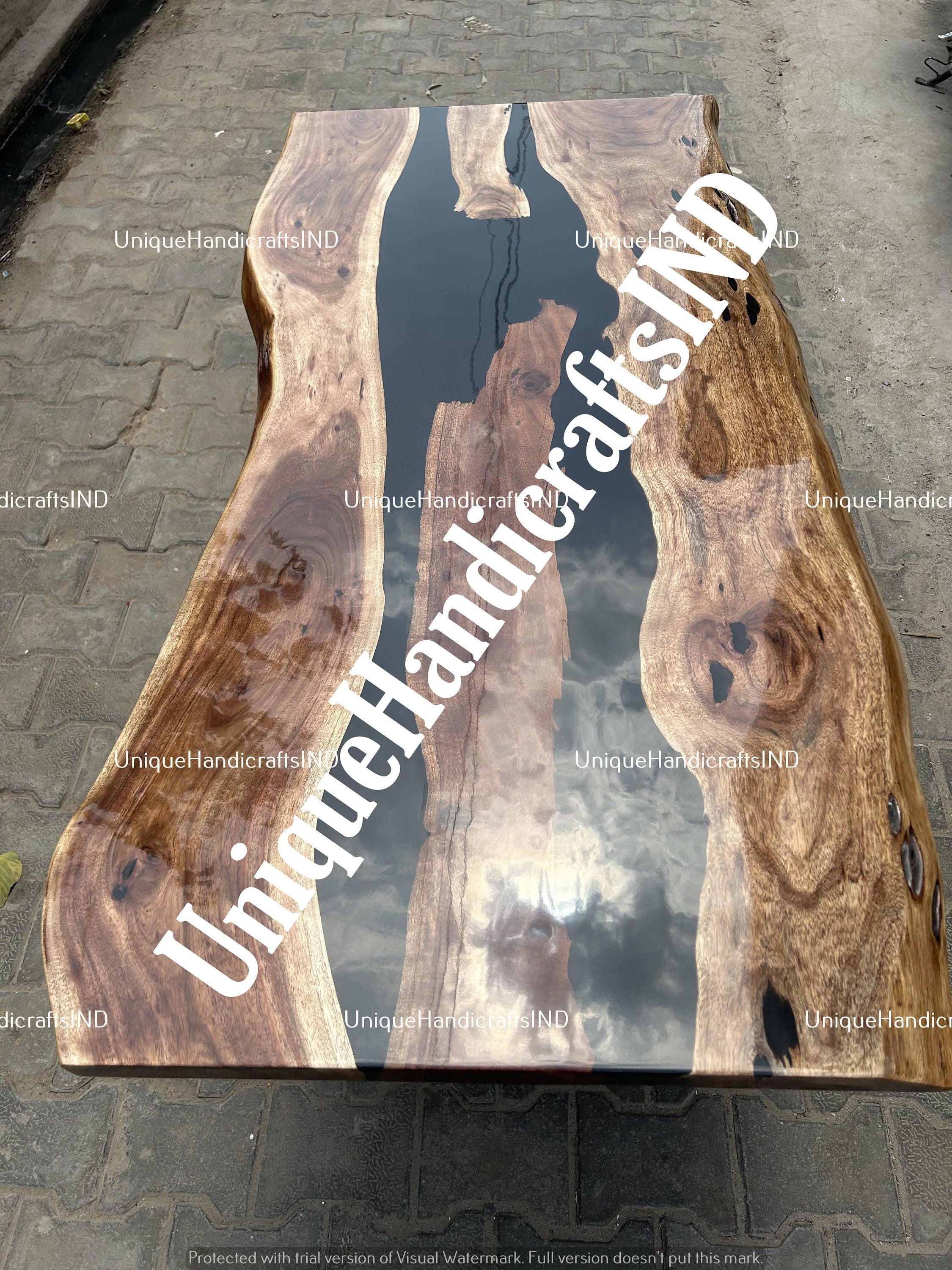 Live Edge Table, Black Epoxy River Table, Epoxy Dining Table , Epoxy Resin Table, Resin River Table, Hardwood Coffee Table, Boho Furniture Unique Handicrafts IND