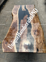 Live Edge Table, Black Epoxy River Table, Epoxy Dining Table , Epoxy Resin Table, Resin River Table, Hardwood Coffee Table, Boho Furniture Unique Handicrafts IND