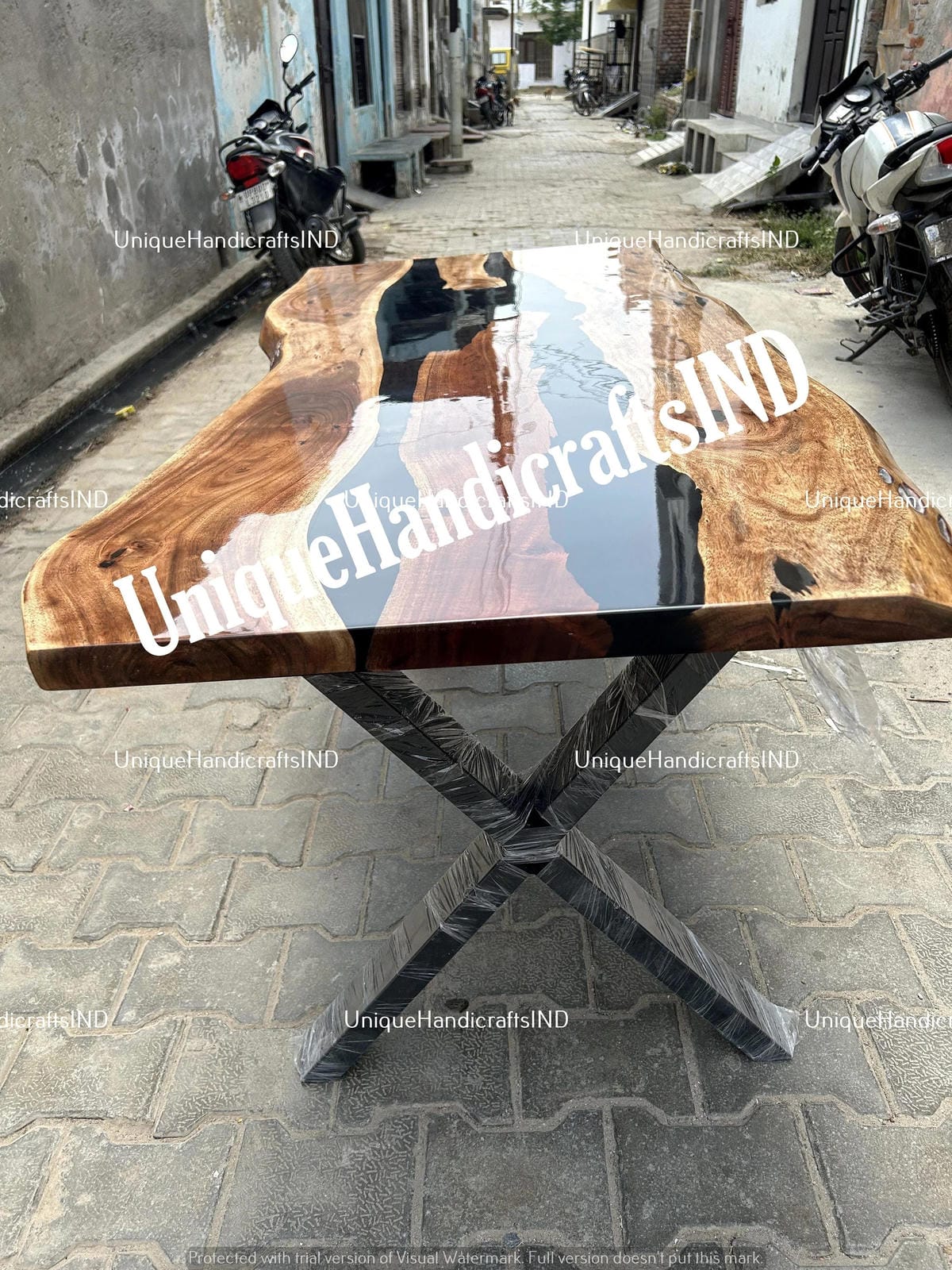 Live Edge Table, Black Epoxy River Table, Epoxy Dining Table , Epoxy Resin Table, Resin River Table, Hardwood Coffee Table, Boho Furniture Unique Handicrafts IND