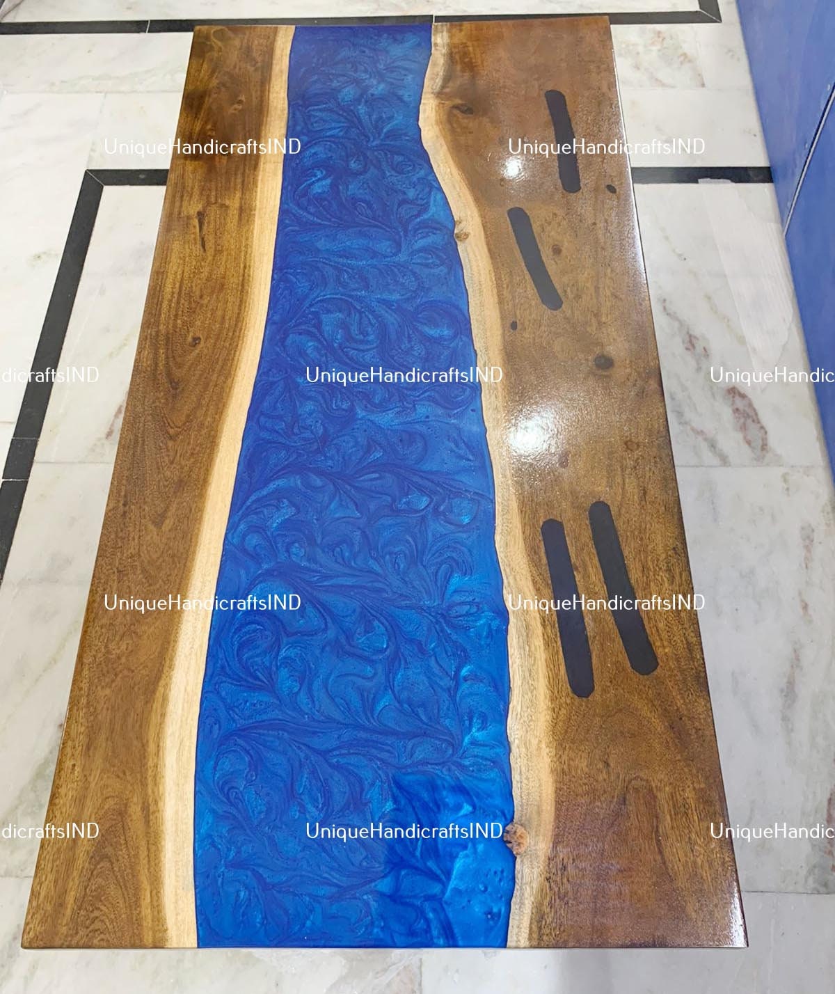 Epoxy Dining Table, Blue Epoxy Table Top, Rustic dining table, Farm Table, Farmhouse Table, Coffee Table, Dining Room Table, Dine Furniture Unique Handicrafts IND