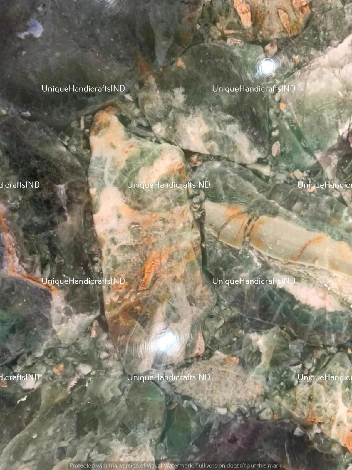 Round Table Top / Natural Fluorite Gem stone Table Top /  Farmhouse Furniture For Gift Him Unique Handicrafts IND