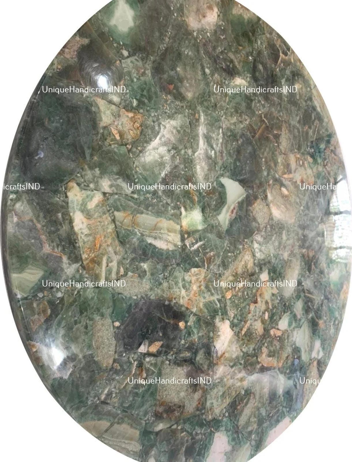 Round Table Top / Natural Fluorite Gem stone Table Top /  Farmhouse Furniture For Gift Him Unique Handicrafts IND