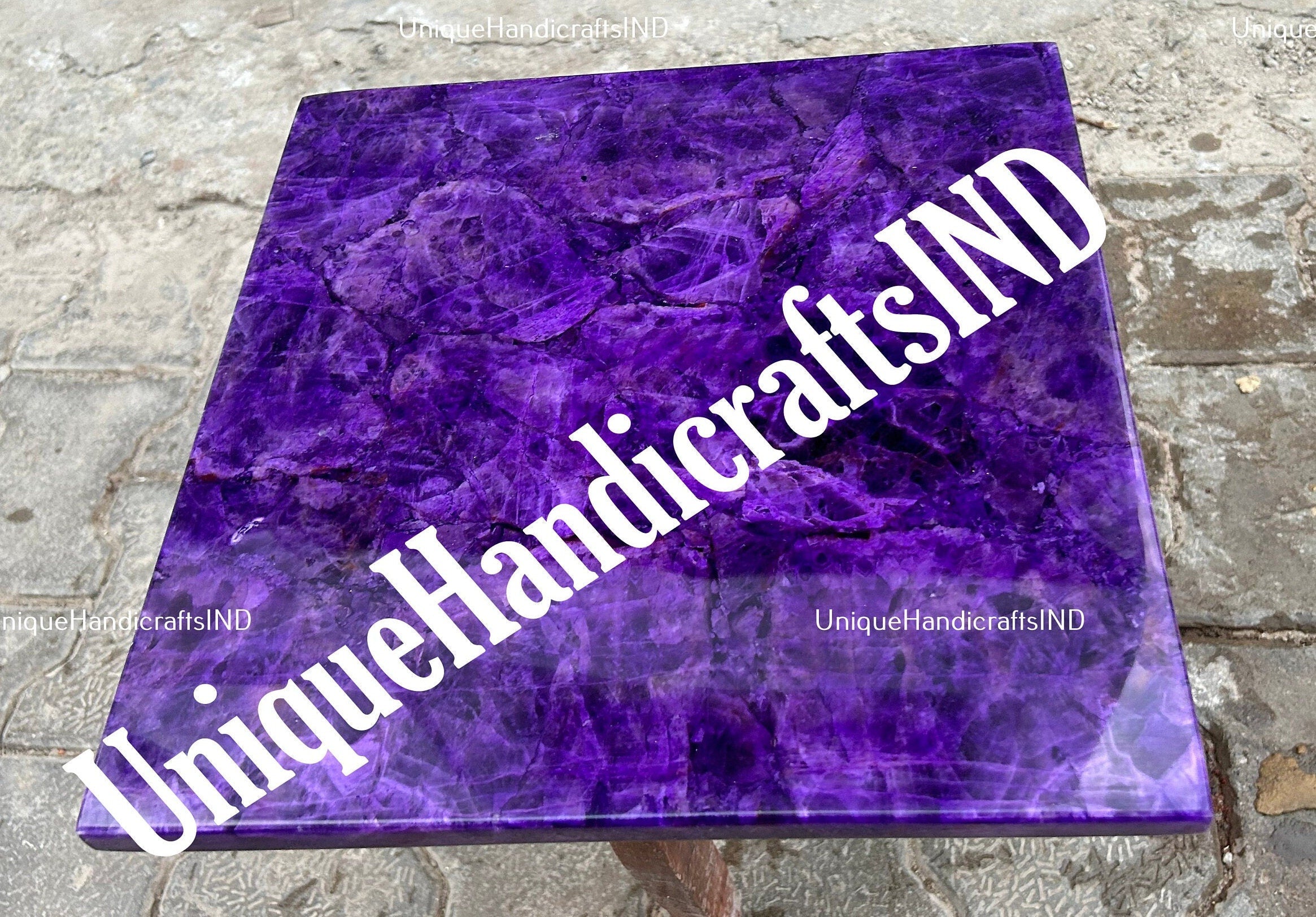 Amethyst Coffee Table Top Semi Precious gemstone Luxury Furniture for Home & Office Decor Unique Handicrafts IND