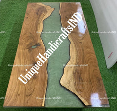 Epoxy Coffee Table, Green Epoxy Table Top, Wooden Table Top, Custom Epoxy River Table Top, Epoxy Dining Table, Epoxy desk Unique Handicrafts IND