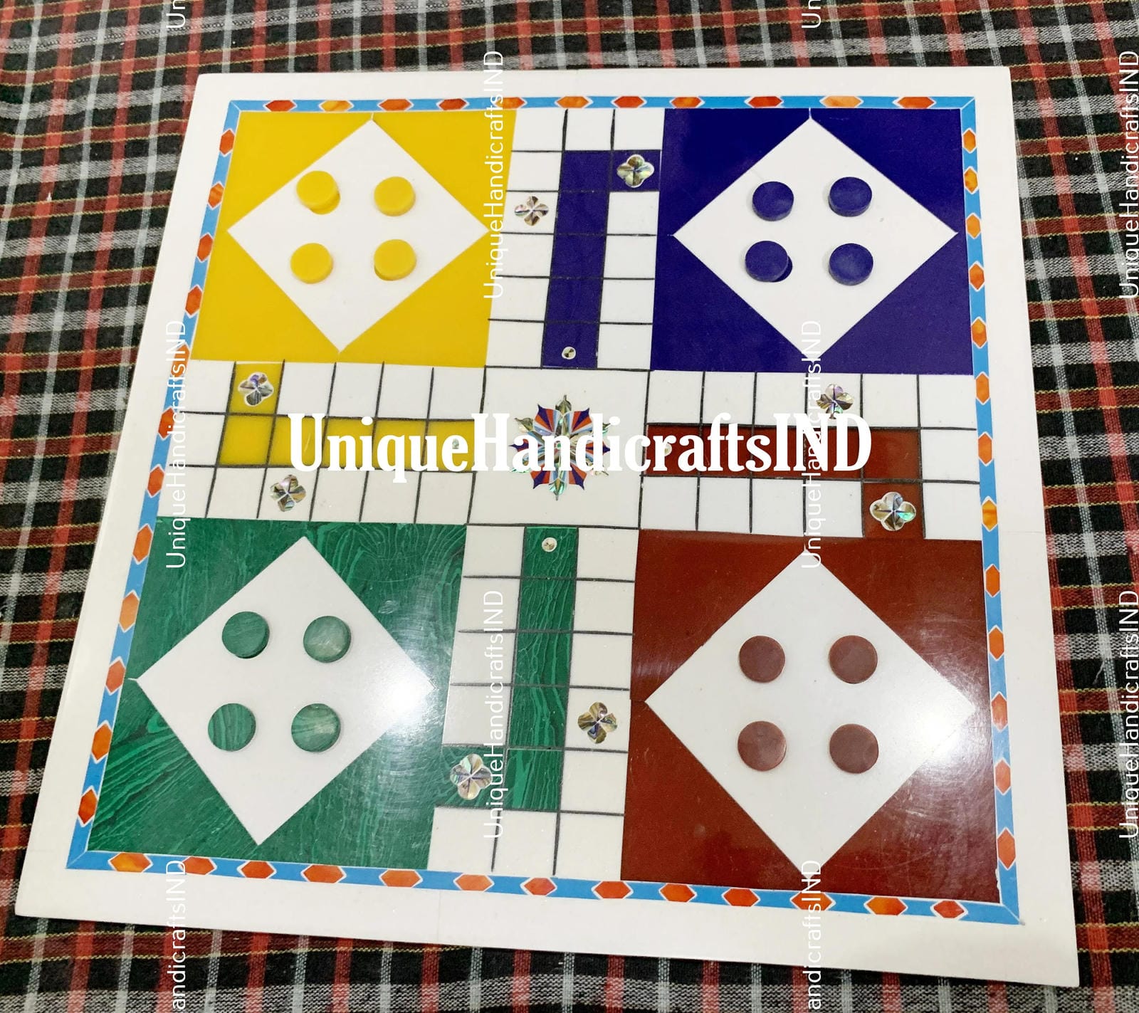 Christmas Gifts Marble Ludo Board Game , Indoor Playing Game Board, Dice and Game Pieces cutout Game Set stone Ludo coins fathers day gift Unique Handicrafts IND