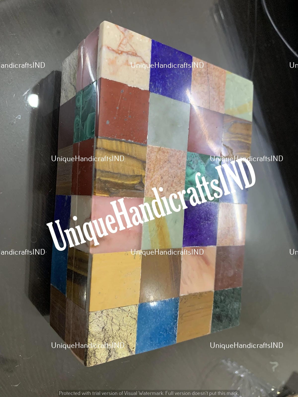Marble Jewelry Box Multi Color Inlay Stone Mosaic Arts/ Marble Trinket Box Handmade For Home Decor And Gifts Unique Handicrafts IND