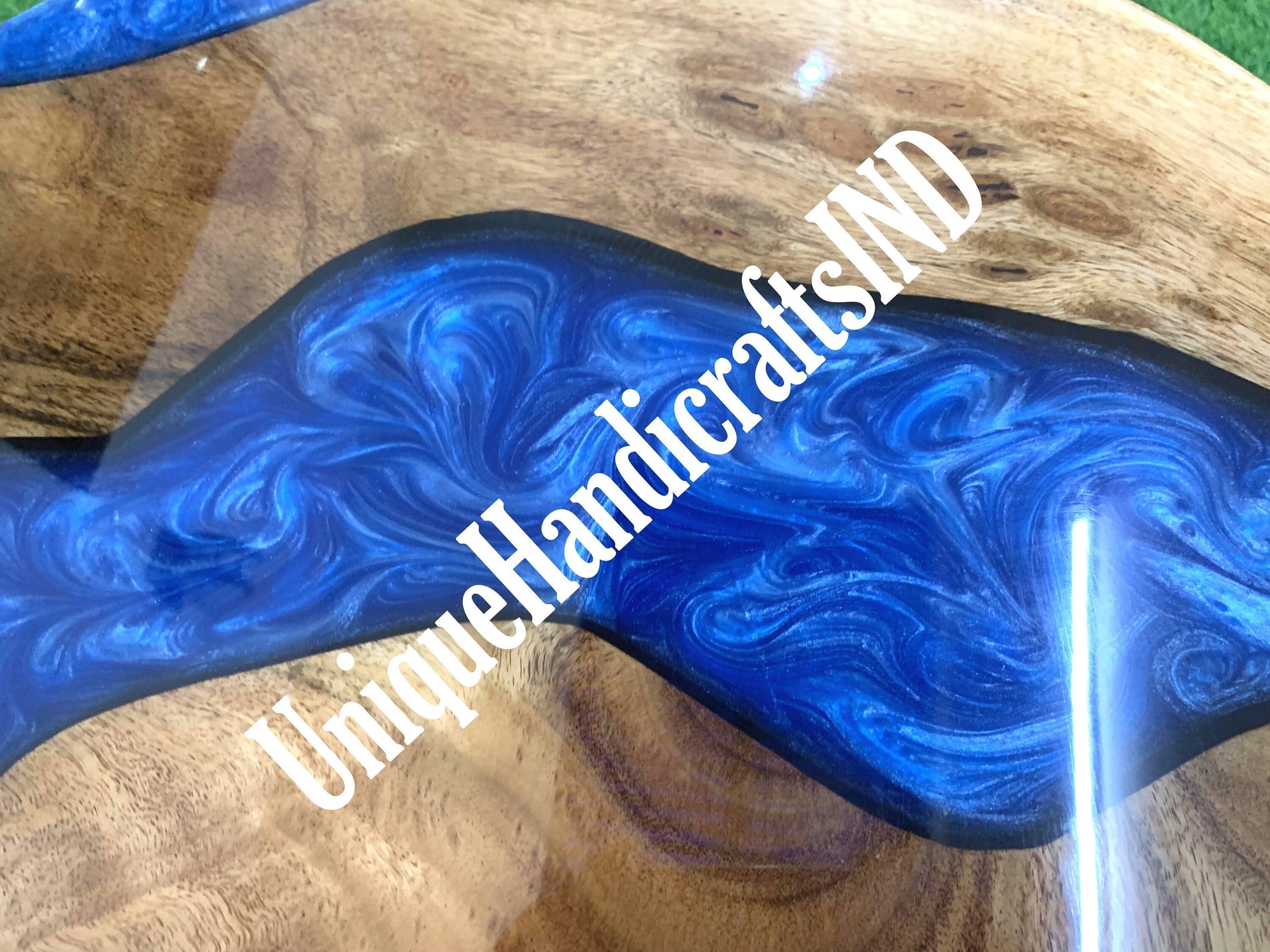Modern Epoxy Resin Coffee Table in Blue | Handmade Furniture with Unique Resin Design | Stylish Living Room Decor Unique Handicrafts IND