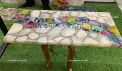 Agate Coffee Center Table Top / Mix Agate Dining Table / Stone Side Table / Living Room Furniture Home Decor Unique Handicrafts IND