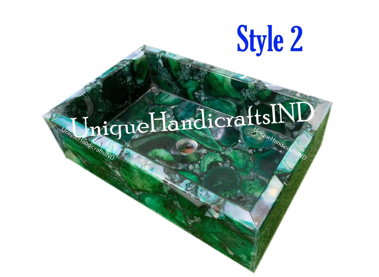 Vanity Sink in Quartz Agate for Bathroom, Kitchen, Hotel, Restaurant Decor Interior Unique Handicrafts IND