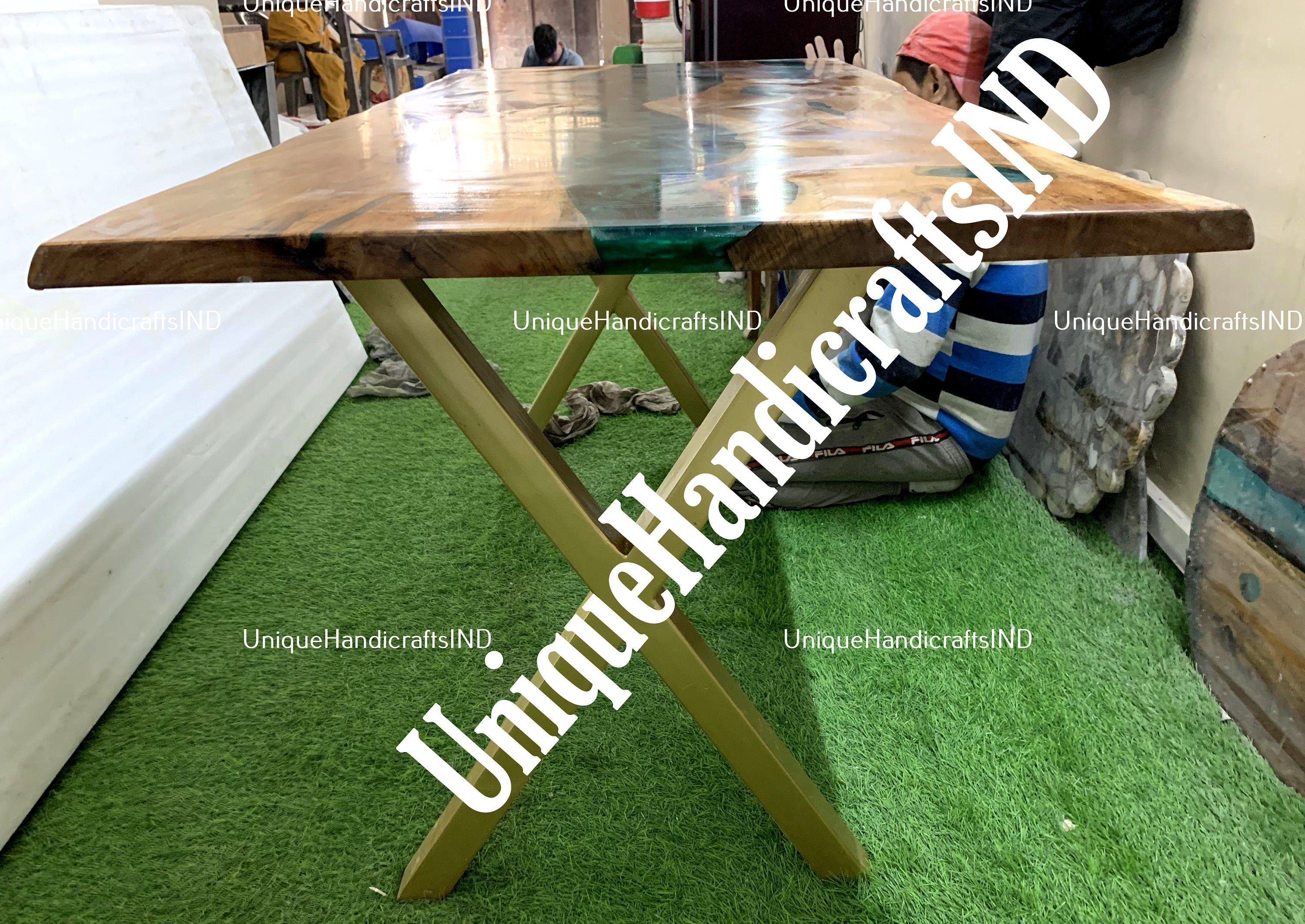 Epoxy Live Edge table, Walnut epoxy table ,resin epoxy walnut table,Kitchen Dinning Table Unique Handicrafts IND