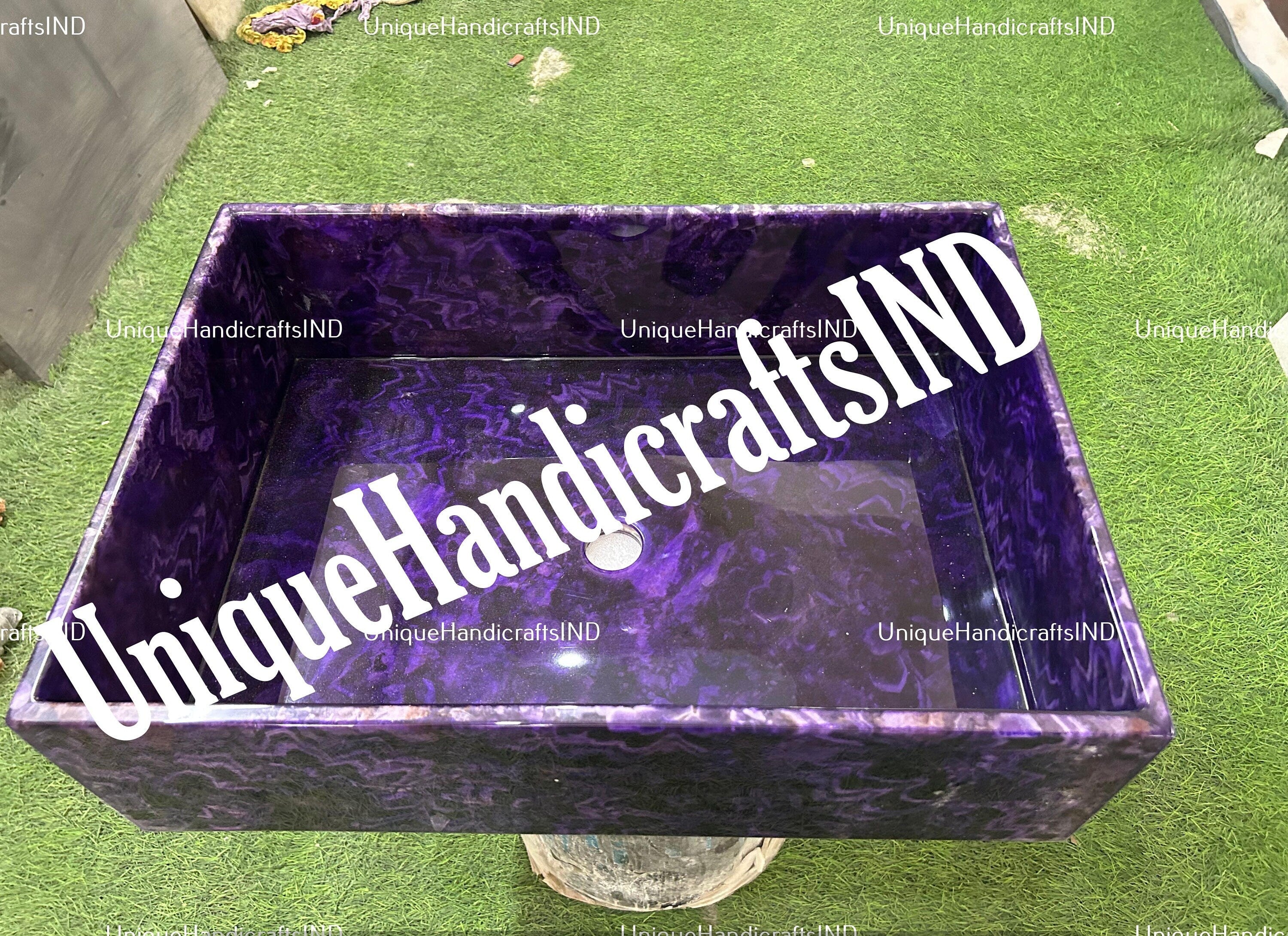 Sink wash Basin in Natural Amethyst  / Beautiful Natural Handmade Wash Basin Sink / Luxury Geode Amethyst Sink Home Decor Unique Handicrafts IND