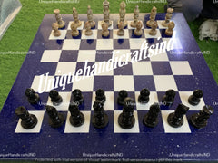 Beautiful Lapis Lazuli Chess Board With 32 Pieces, Lapis Chess Board,Lapis Lazuli Chess Board,  Lapis Lazuli, Lapis Chess Christmas Gifts Unique Handicrafts IND