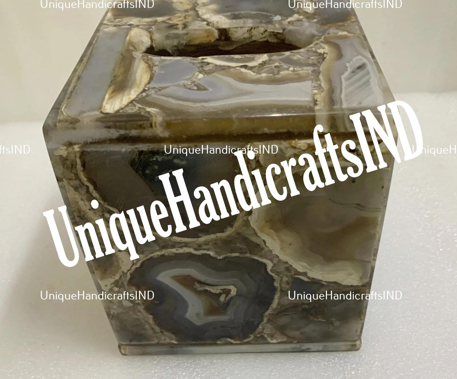 Agate Tissue Box, Bathroom Tissue Box, Napkin Holder, Handmade Bathroom Home Decor Accessories Unique Handicrafts IND