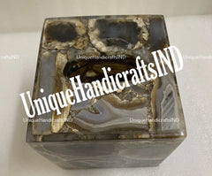 Agate Tissue Box, Bathroom Tissue Box, Napkin Holder, Handmade Bathroom Home Decor Accessories Unique Handicrafts IND