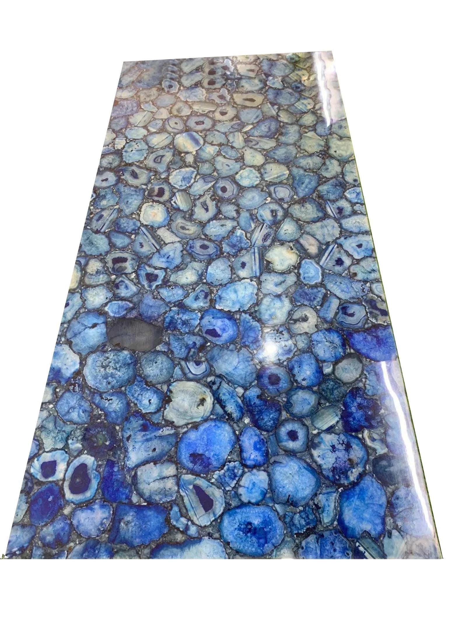 Blue Stone Table Top, kitchen slab, Blue Agate coffee/kitchen/living room table, home decor furniture Unique Handicrafts IND