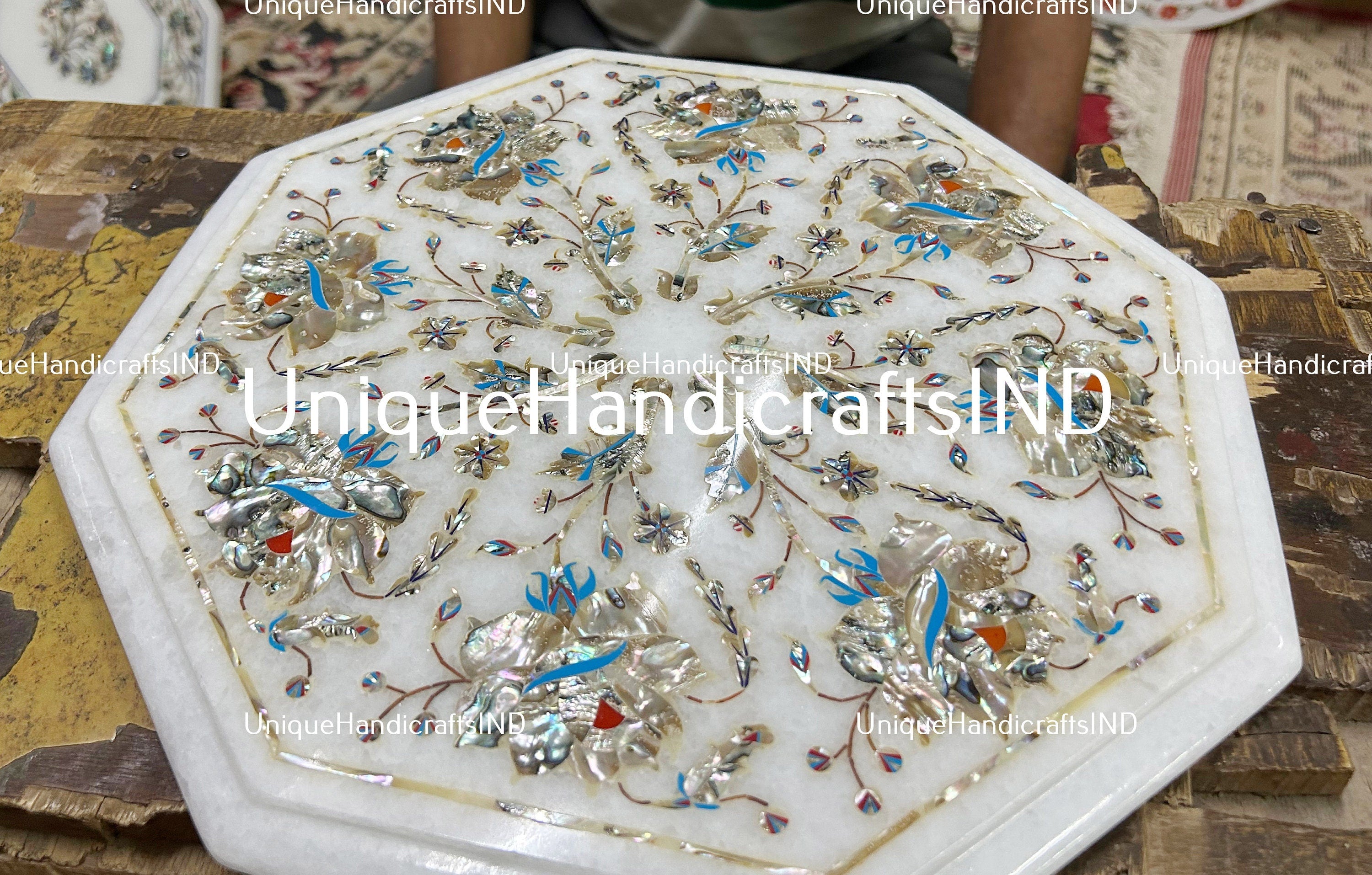 Marble Side Table End Table Coffee Table Inlay Art for Home Decor Personalized Fathers Day Gift / Gifts For Him Dad Son Grandpa Unique Handicrafts IND