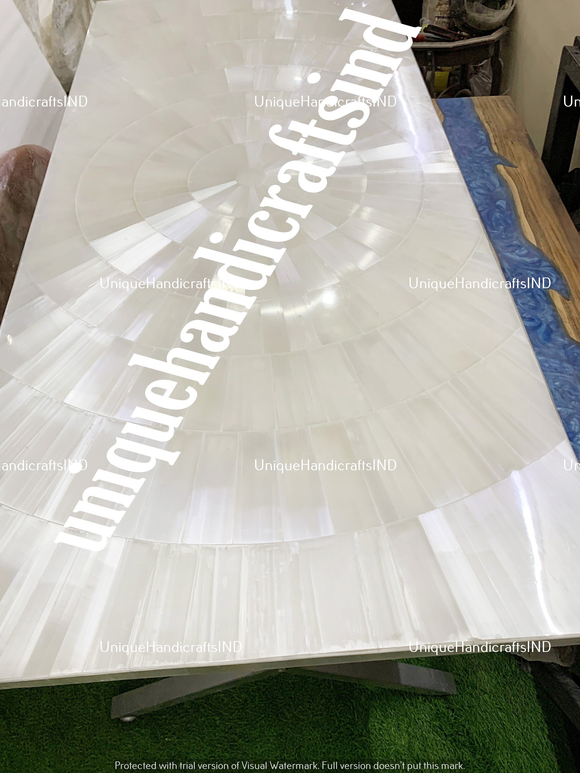 Stunning Selenite Gemstone Dining Table, Console Bar Table, Selenite Crystal Stone Table, Outdoor Table, Modern Arts Table, Hallway Decors Unique Handicrafts IND