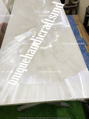 Stunning Selenite Gemstone Dining Table, Console Bar Table, Selenite Crystal Stone Table, Outdoor Table, Modern Arts Table, Hallway Decors Unique Handicrafts IND