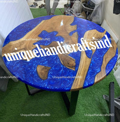 Blue Resin End Table ,Epoxy Acacia river table , Small decorative night table ,Ocean and sea theme trunk décor ,industrial sofa Table Unique Handicrafts IND