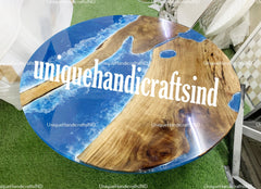 Ocean Beach Epoxy Table,  Epoxy Resin Walnut Dining Table, Center Table, Farmhouse Table, River Resin Coffee Table, Round Epoxy Table Decor Unique Handicrafts IND