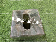 Smoky Quartz Tissue Box, Handmade Bathroom Vanity Tissue Box Home Decor Accessories Unique Handicrafts IND