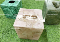 Tissue Box Set of 3 Tissue box In Malachite, Quartz Natural Agate Stone Arts Handmade Bathroom Vanity Tissue Box Gift For Him Unique Handicrafts IND