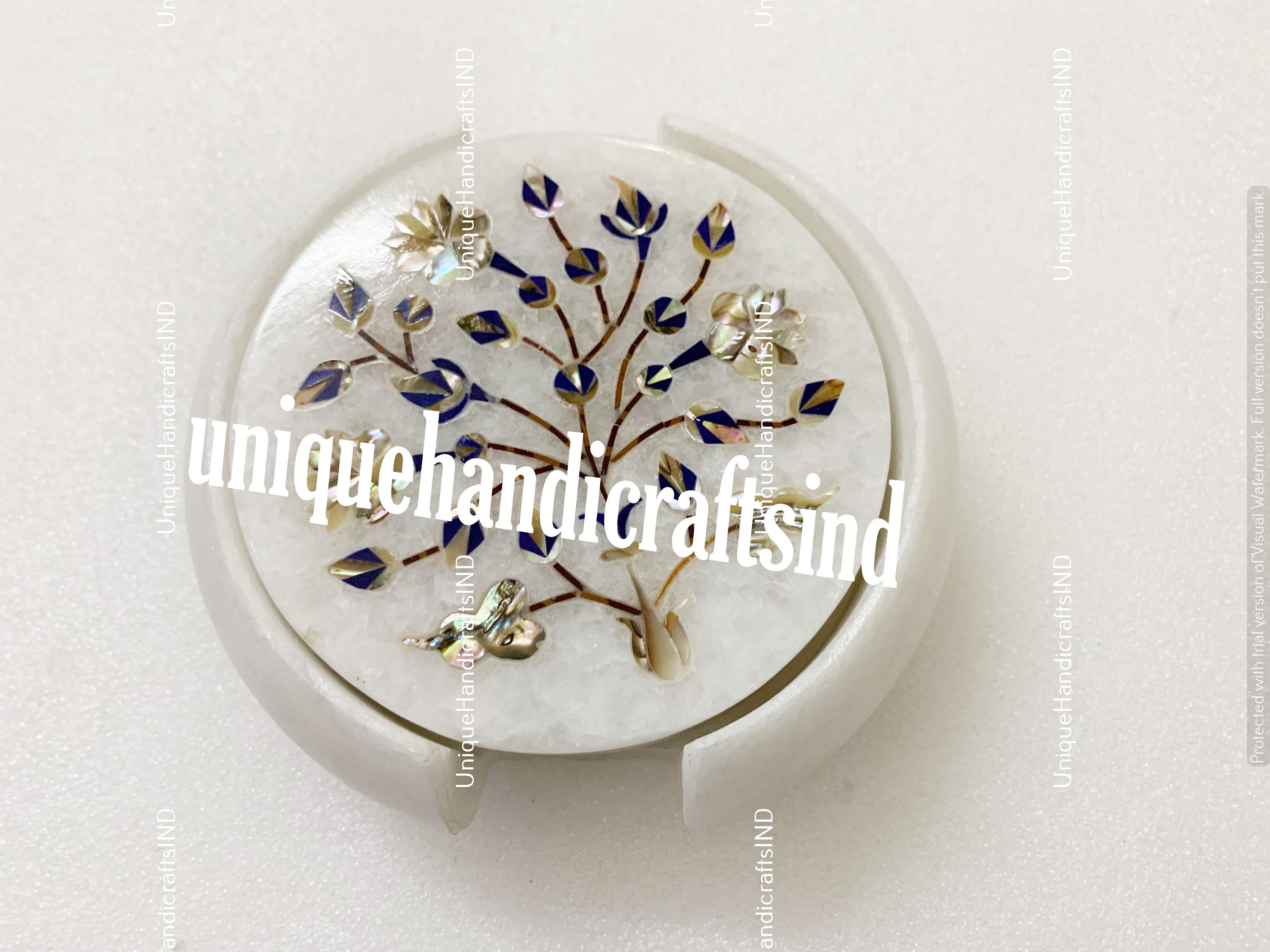 Halloween Sale Marble Coasters set With holder For Drinks Unique Inlay Pietra Dura Art Unique Handicrafts IND