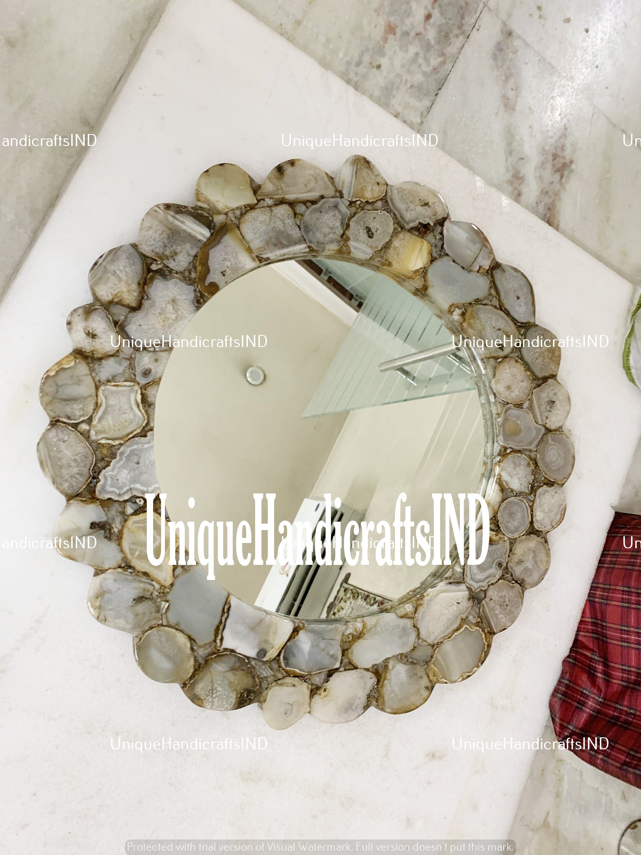 Agate Mirror / handmade natural stone exclusive mirrors for living room decor, bathroom decor,kitchen decor Unique Handicrafts IND